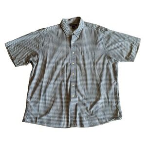 Brooks Brothers Mens XXL Blue White Gingham Button Down Shirt Short Sleeve